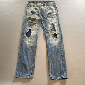Distressed Ripped Jeans 28x30 Grunge Punk Y2K Faded Thrashed Denim AE